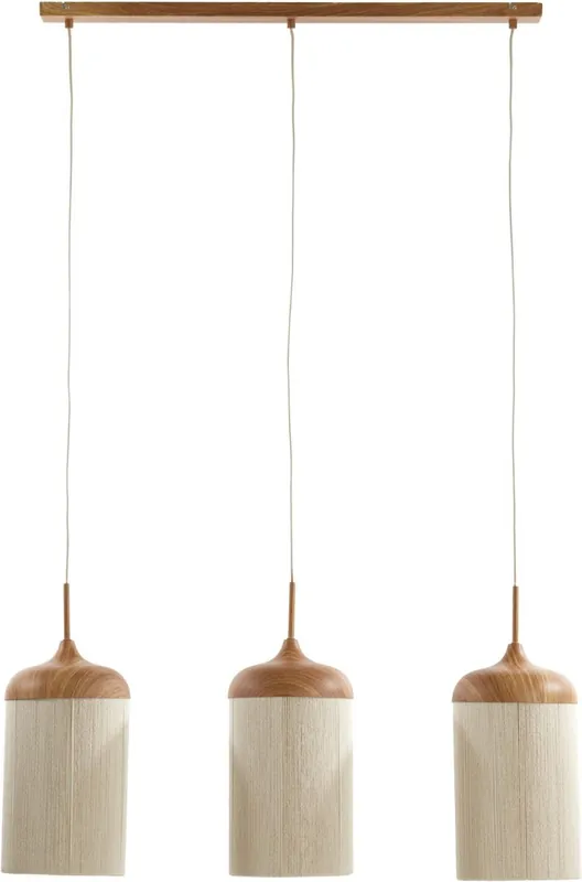 Light & Living Hanglamp 3L 90x22x32 cm DANIA houtprint nat+ crème