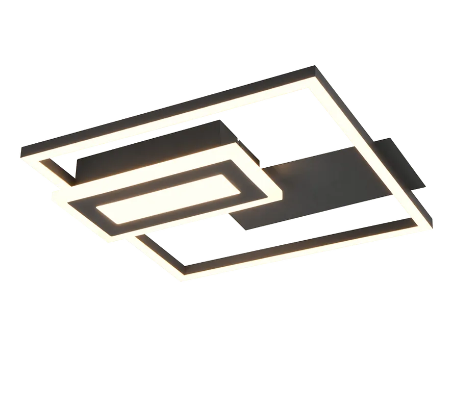 Trio Reality, Plafonniere, Spiro incl. 1 x LED,SMD,22,0 Watt,3000K,2500 Lm. Armatuur: Metaal, mat zwart