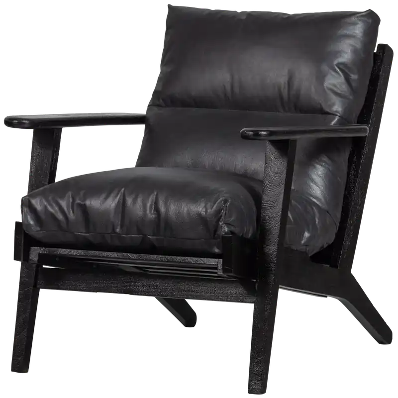 BePureHome Houston fauteuil leer zwart