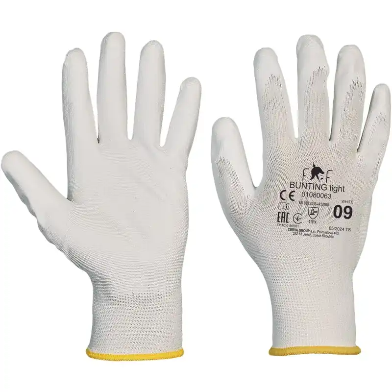 Cerva werkhandschoen bunting Light wit maat 9
