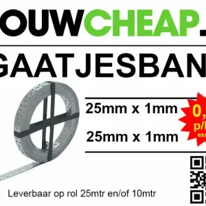 Gaatjesband 25mmx1mmx25mtr