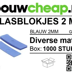 Glasblokjes 2mm  blauw (1000 st.)