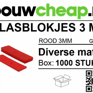 Glasblokjes 3mm rood (1000 st.)