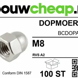 Dopmoeren RVS M8 DIN 1587 (100 ST.)