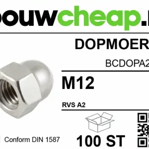 Dopmoeren RVS M12 DIN 1587 (100 ST.)
