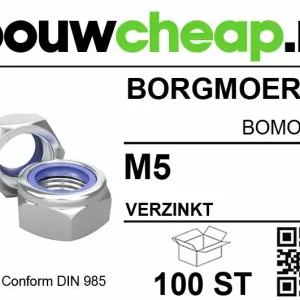 Borgmoeren verzinkt M5 DIN 985 (100 ST.)