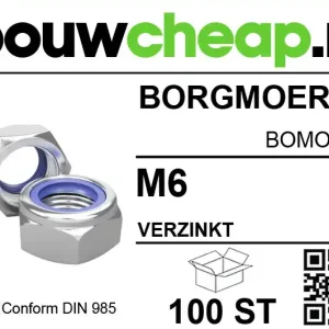 Borgmoeren verzinkt M6 DIN 985 (100 ST.)