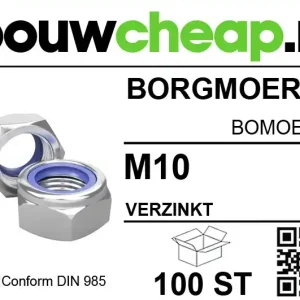 Borgmoeren verzinkt M10 DIN 985 (100 ST.)