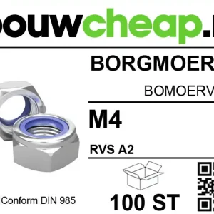 Borgmoeren RVS M4 DIN 985 (100 ST.)