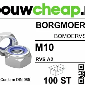 Borgmoeren RVS M10 DIN 985 (100 ST.)
