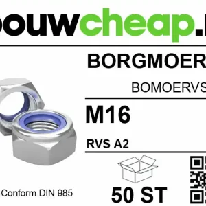 Borgmoeren RVS M16 DIN 985 (50 ST.)