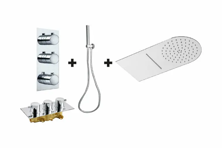 Inbouw-Regen/Waterval doucheset "New-Bologna B-60" Chroom