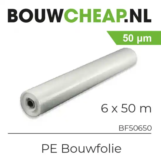 Bouwfolie PE T200 50micron 6x50mtr