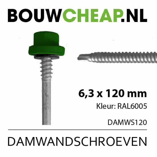 Damwandschroef 6.3x120mm RAL6005
