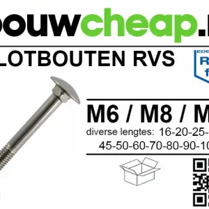 Slotbout RVS DIN 603 M 6x 90mm ( 50 st )