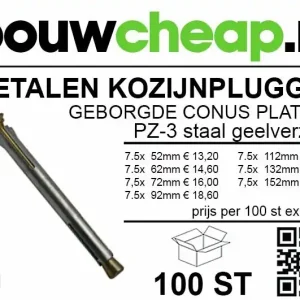 Metalen kozijnpluggen Ø 10 x 92mm
