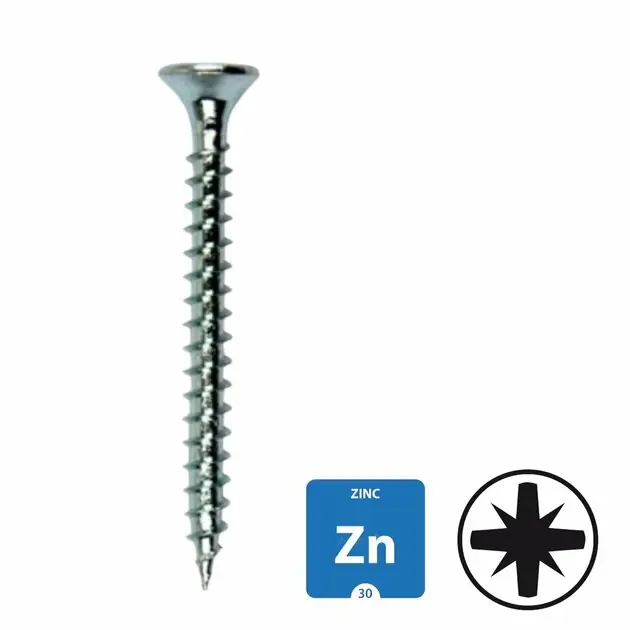 Spaanplaatschroeven - verzinkt - 3,0x40mm - Pozidrive - voldraad - 200 stuks