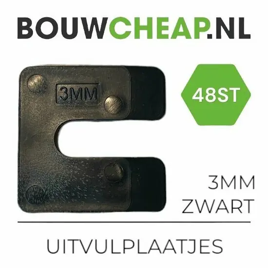 Uitvulplaatjes 3mm Zwart - PP-zak 48 stuks