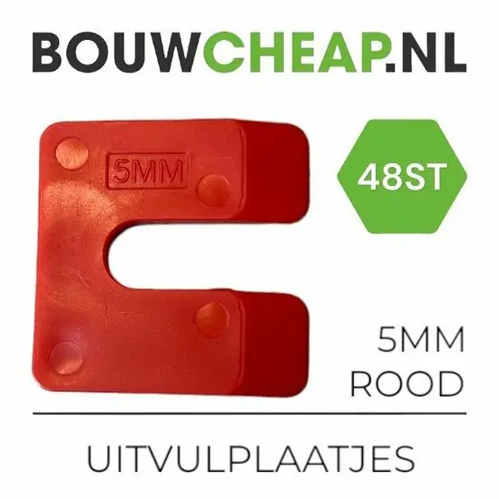 Uitvulplaatjes 5mm Rood - PP-zak 48 stuks
