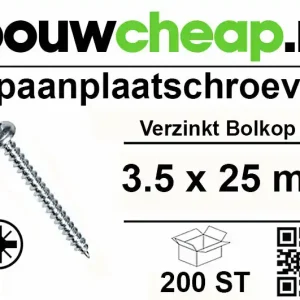 Spaanplaatschroeven Bolkop 3.5x25mm 200st