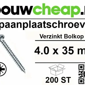 Spaanplaatschroeven Bolkop 4.0x35mm 200st