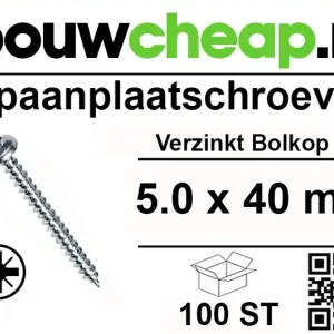 Spaanplaatschroeven Bolkop 5.0x40mm 100st