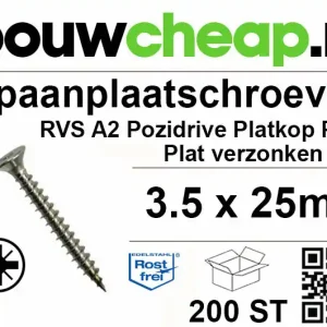 Spaanplaatschroeven RVS PZ 3.5x25mm PVK 200st