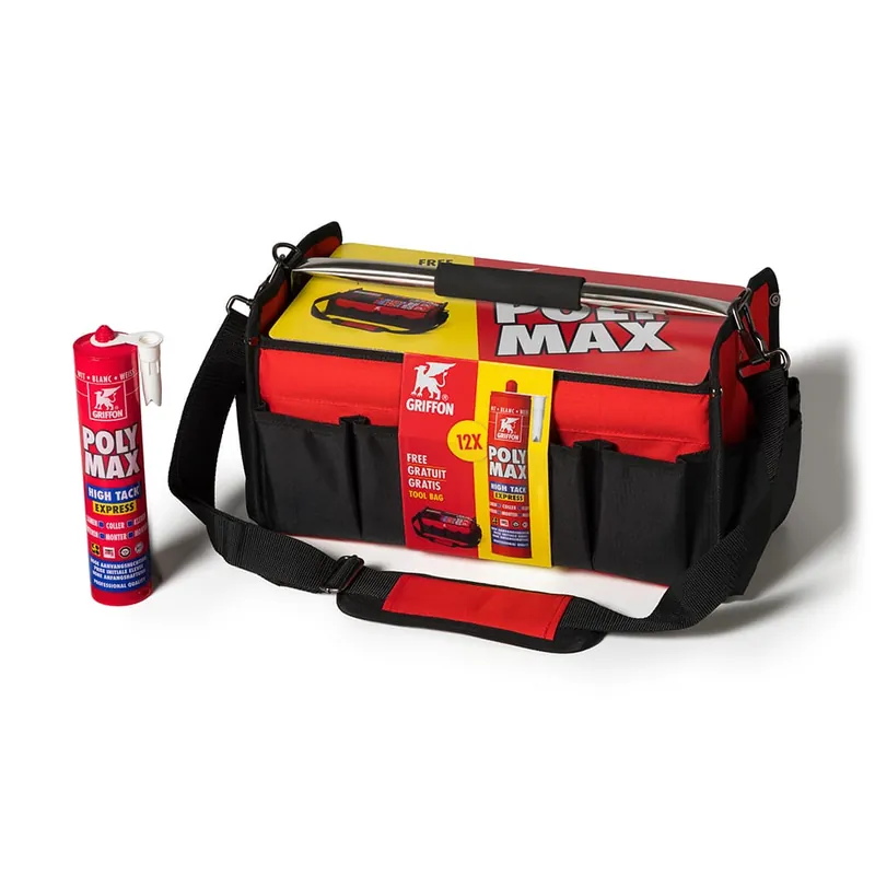 Griffon polymax high tack expr wit 12x435gr gratis toolbag
