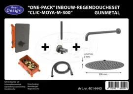 Best Design One-Pack Inbouw-Regendoucheset Clic-Moya-M-300 Gunmetal 4014440