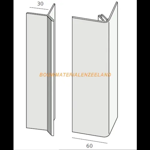 Hoekverbindingprofiel 15/19mm 2-delig wit 600 cm. lang