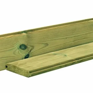 Scandinavisch vuren geschaafd blokhutprofiel 2,8x14,5x300 cm, groen ge?mpregneerd (werkend 13,2 cm)