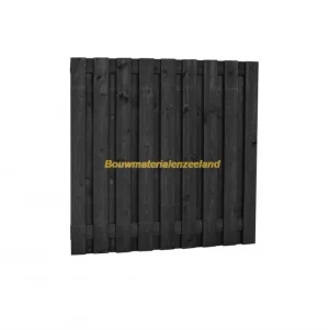 Grenen geschaafd plankenscherm 19-planks 15 mm, 180 x 180 cm, recht, zwart gedompeld