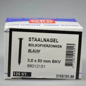 HJZ-profi nagel (blauw) 3.0x50 bolle verz. kop ds 125 st