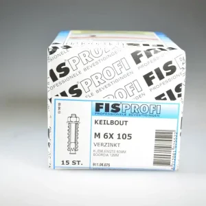 FIS PROFI keilbout 40 6-kant metr. verz. staal incl. drstuk M6x100, moer&ring ds 15 st