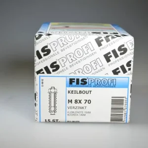 FIS PROFI keilbout 50 6-kant metr. verz. staal incl. drstuk M8x75, moer&ring ds 15 st