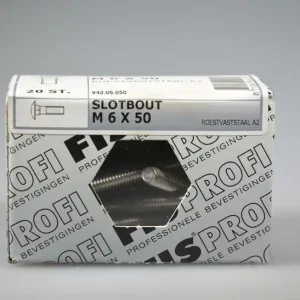 FIS PROFI slotbout M6x50 metr. DIN603 rvs A2 AISI304 ds 20 st