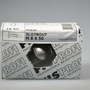 FIS PROFI slotbout M8x50 metr. DIN603 rvs A2 AISI304 ds 10 st