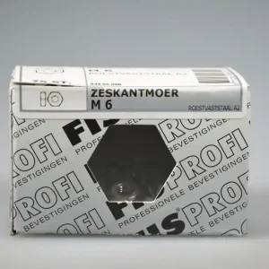 FIS PROFI 6-kantmoer M6x5 SW-10 metr. DIN934 rvs A2 AISI304 ds 75 st