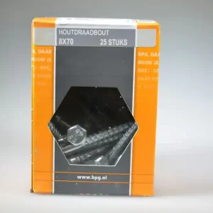 houtdraadbout 8x70 6-kantkop SW-13 verz. DIN571 staal 4.8 ds 25 st