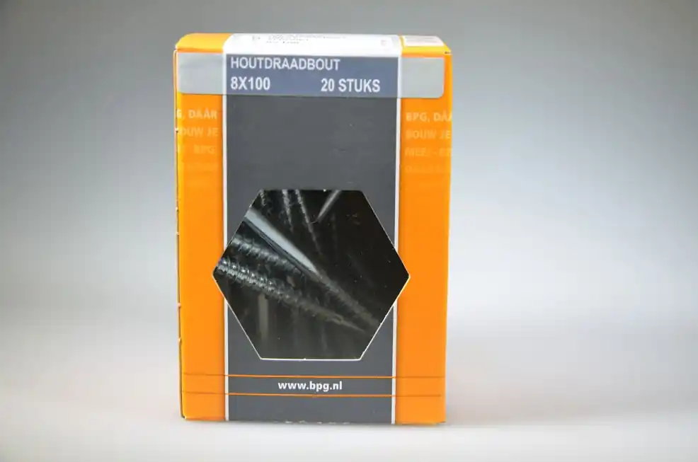 houtdraadbout 8x100 6-kantkop SW-13 verz. DIN571 staal 4.8 ds 20 st