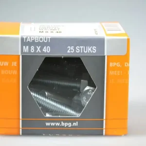 tapbout M8x40 6-kantkop SW-13 metr. verz. DIN933 staal 8.8 ds 25 st