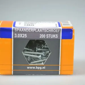 spaanplaatschroef 3.0x25 verz. kop pozidriv voldr verz. ds 200 st