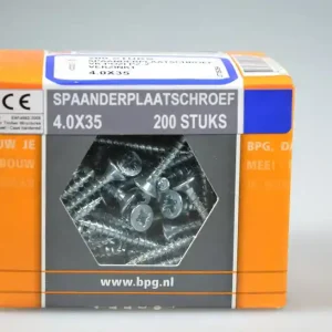 spaanplaatschroef 4.0x35 verz. kop pozidriv voldr neutraal verpakt verz. ds 200 st