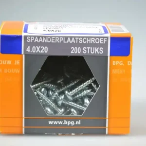 spaanplaatschroef 4.0x20 cilinderkop pozidriv voldr verz. ds 200 st