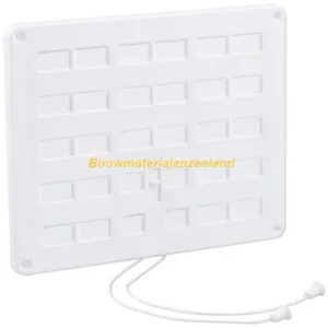 Afsluitbaar ventilatierooster 250x200mm met trekkoord wit