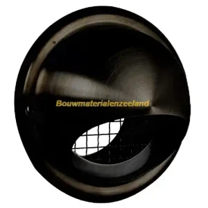 Buitenrooster bol model ?150 mm RVS, met grofmazig gaas zwart