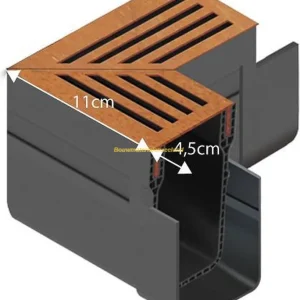 ACO SlimLine hoekstuk incl. corten rooster