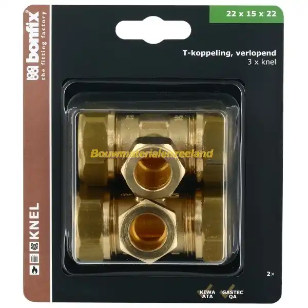BONFIX Blister T-stuk 22 x 15 x 22 mm 2 stuks