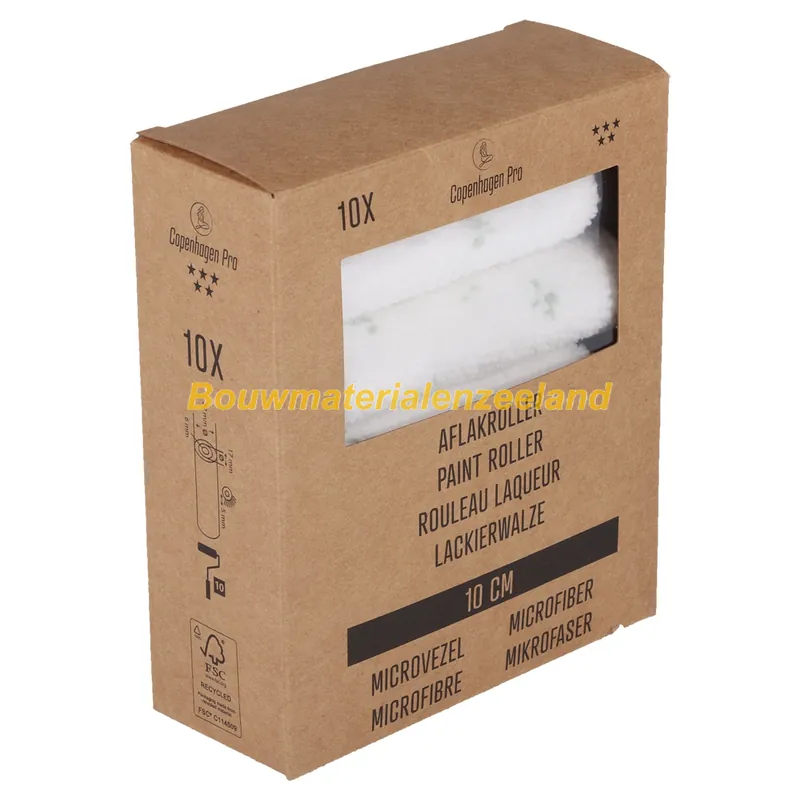 Microvezel Aflakroller 5*, 10 cm, 5 mm vacht, (10 stuks)