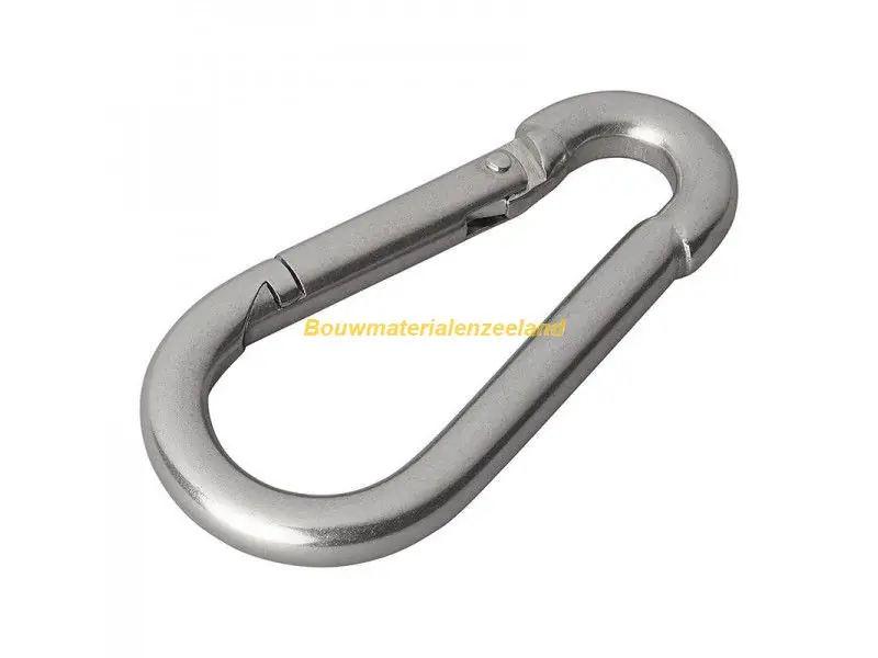 Karabijnhaak - lengte: 80mm - dikte: 8mm - RVS